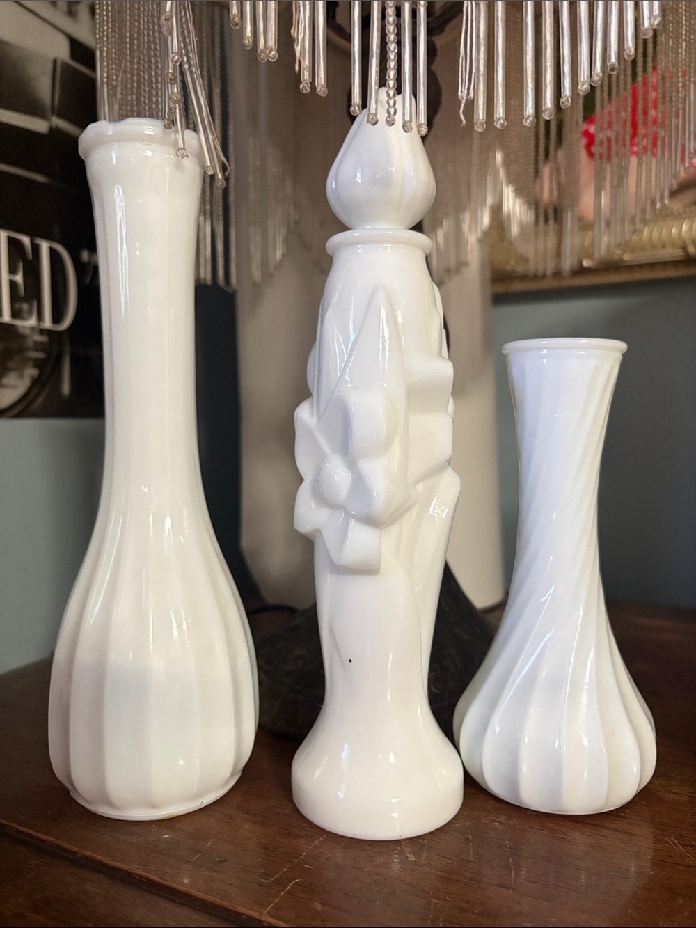 White Glass Decorative Vases Set - Elegant Home Accents